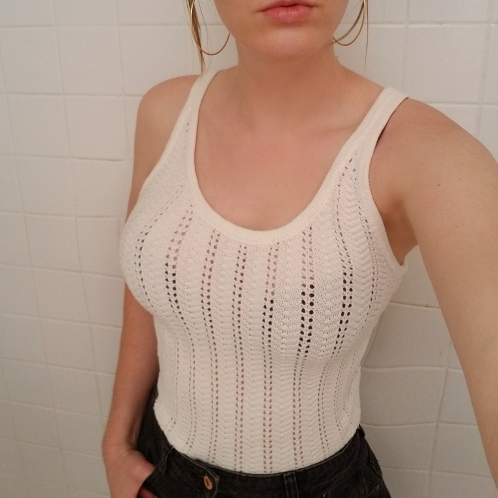 White crochet tank top